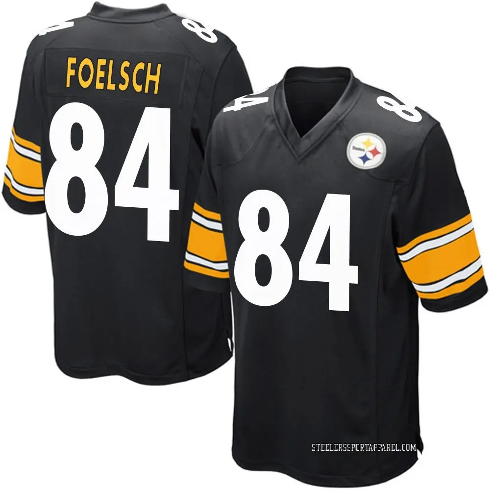 Game Black Youth Kevin Foelsch Pittsburgh Steelers Team Color Jersey