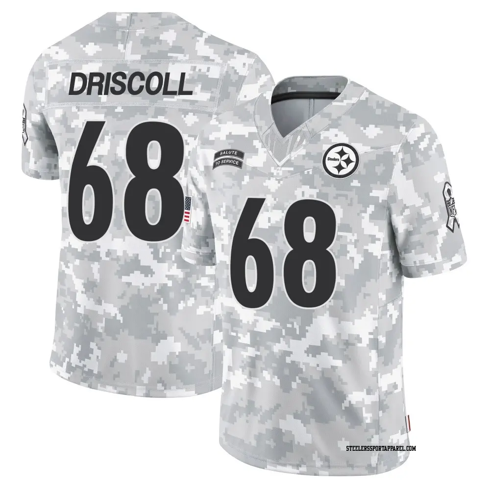 Limited Arctic Camo Men's Jack Driscoll Pittsburgh Steelers 2024 Salute to Service Jersey