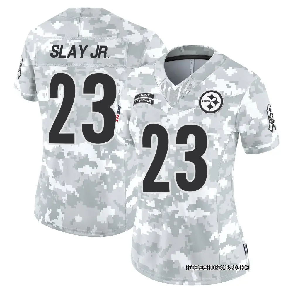 Limited Arctic Camo Women's Darius Slay Jr. Pittsburgh Steelers 2024 Salute to Service Jersey