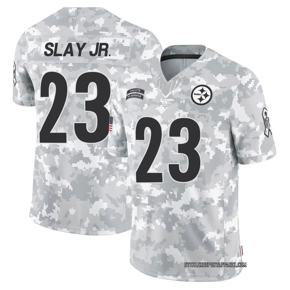 Limited Arctic Camo Youth Darius Slay Jr. Pittsburgh Steelers 2024 Salute to Service Jersey