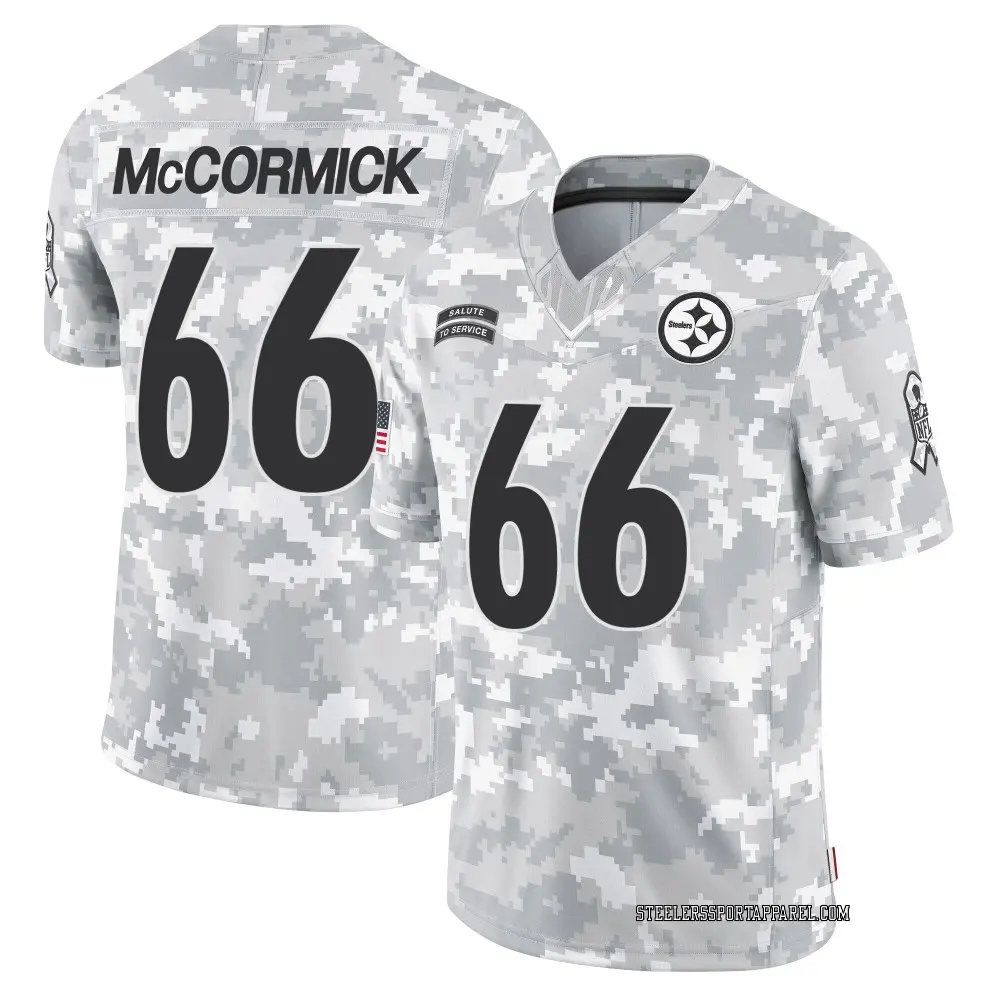Limited Arctic Camo Youth Mason McCormick Pittsburgh Steelers 2024 Salute to Service Jersey
