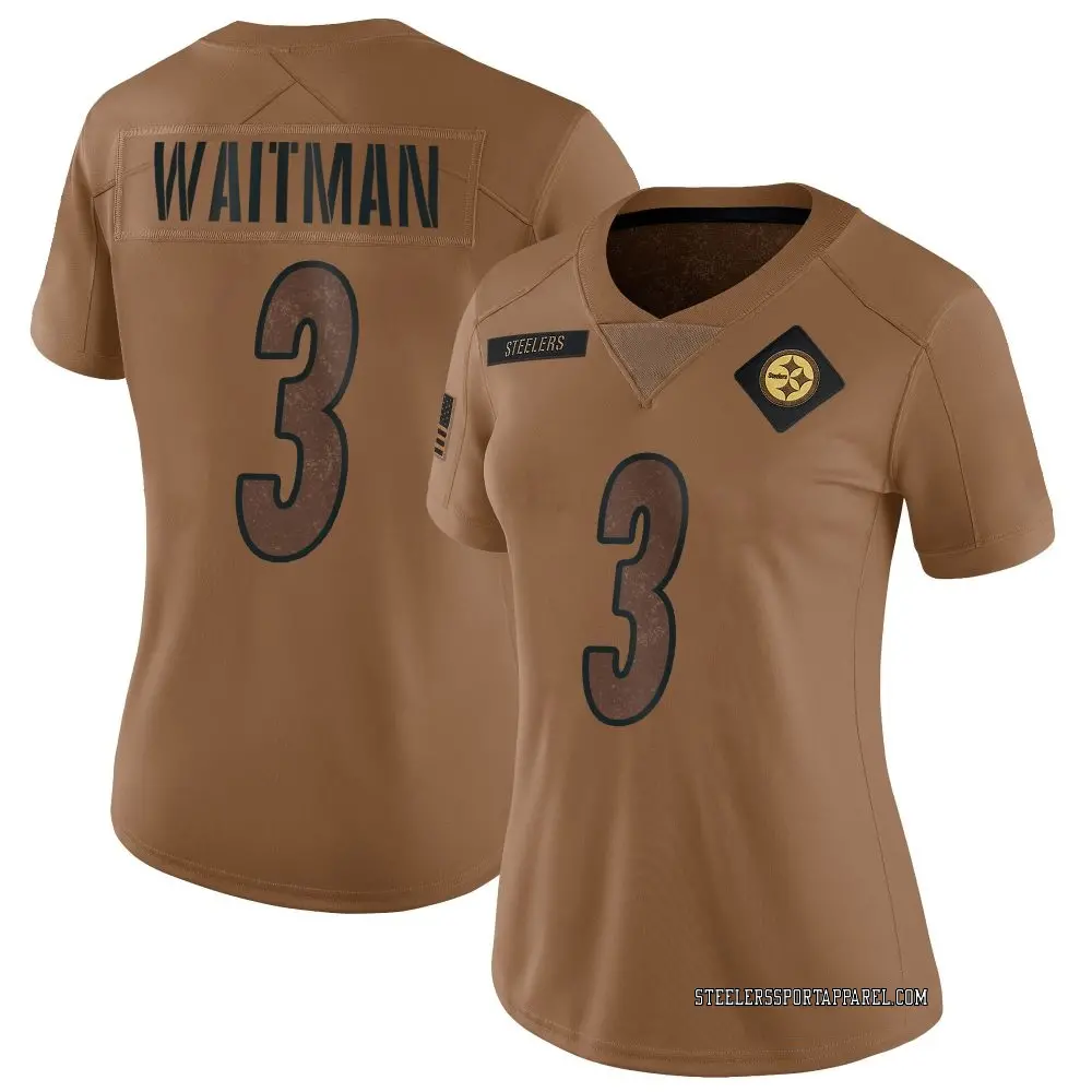 Limited Brown Women's Corliss Waitman Pittsburgh Steelers 2023 Salute To Service Jersey