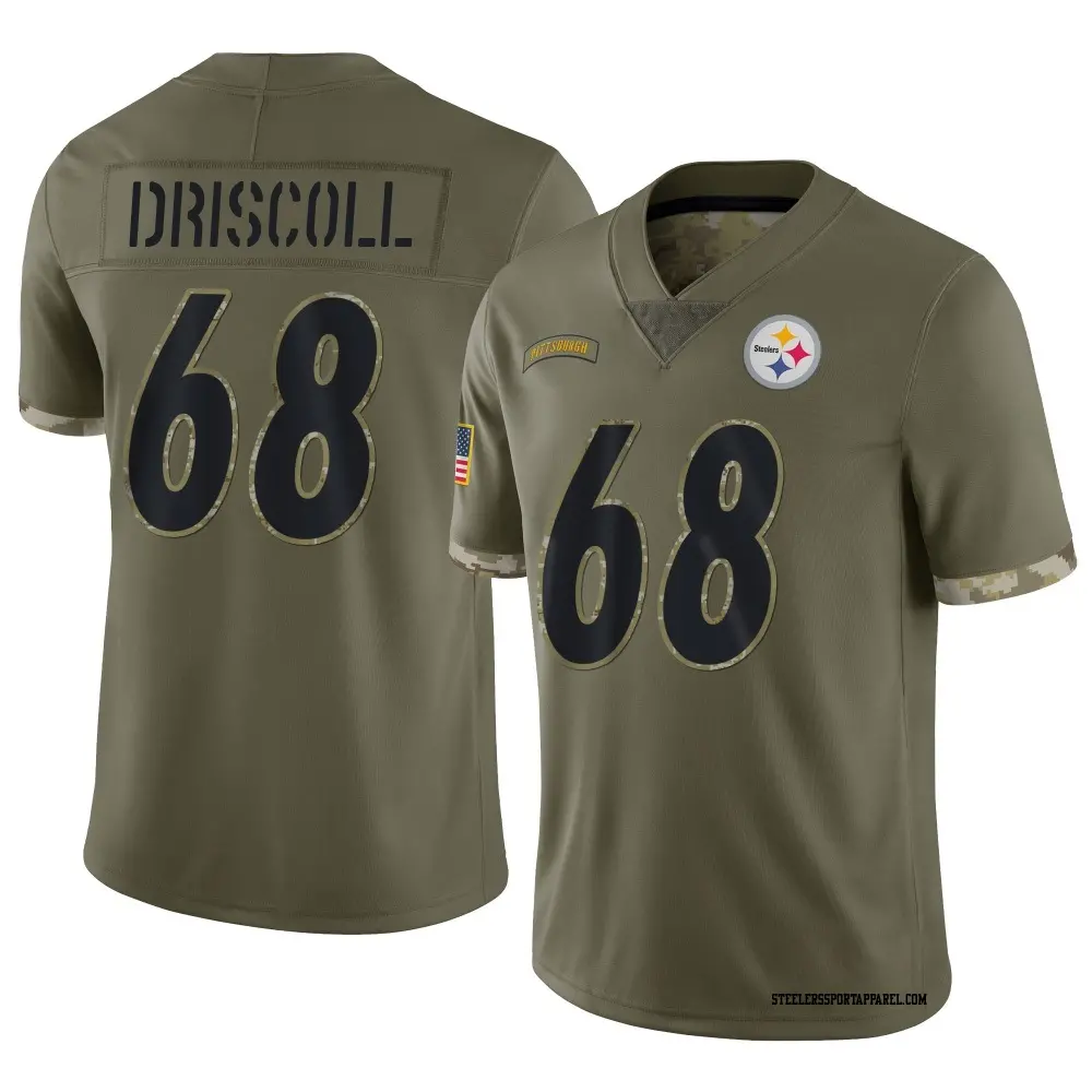 Limited Olive Men's Jack Driscoll Pittsburgh Steelers 2022 Salute To Service Jersey