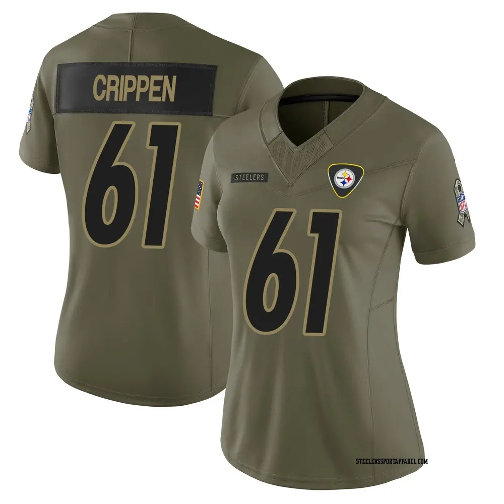 Limited Olive Women's Greg Crippen Pittsburgh Steelers 2025 Salute to Service Jersey