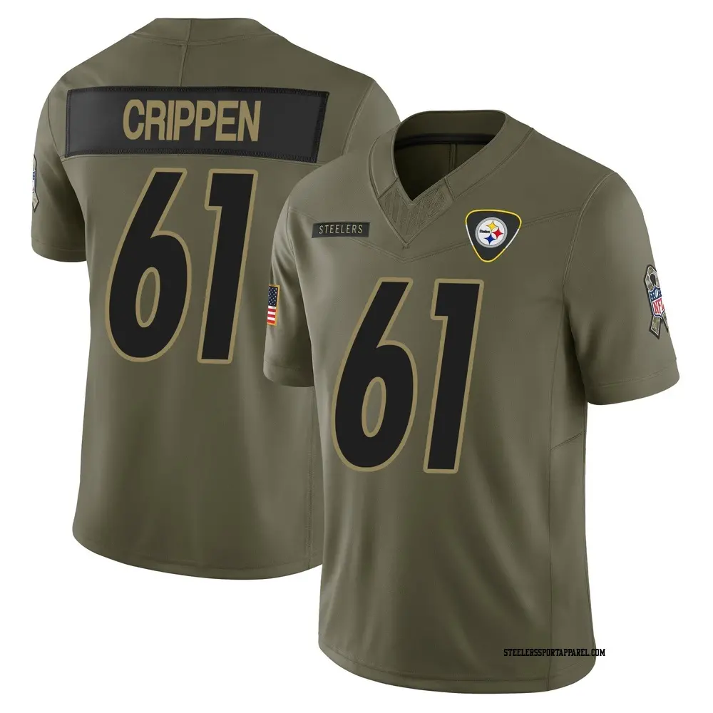Limited Olive Youth Greg Crippen Pittsburgh Steelers 2025 Salute to Service Jersey