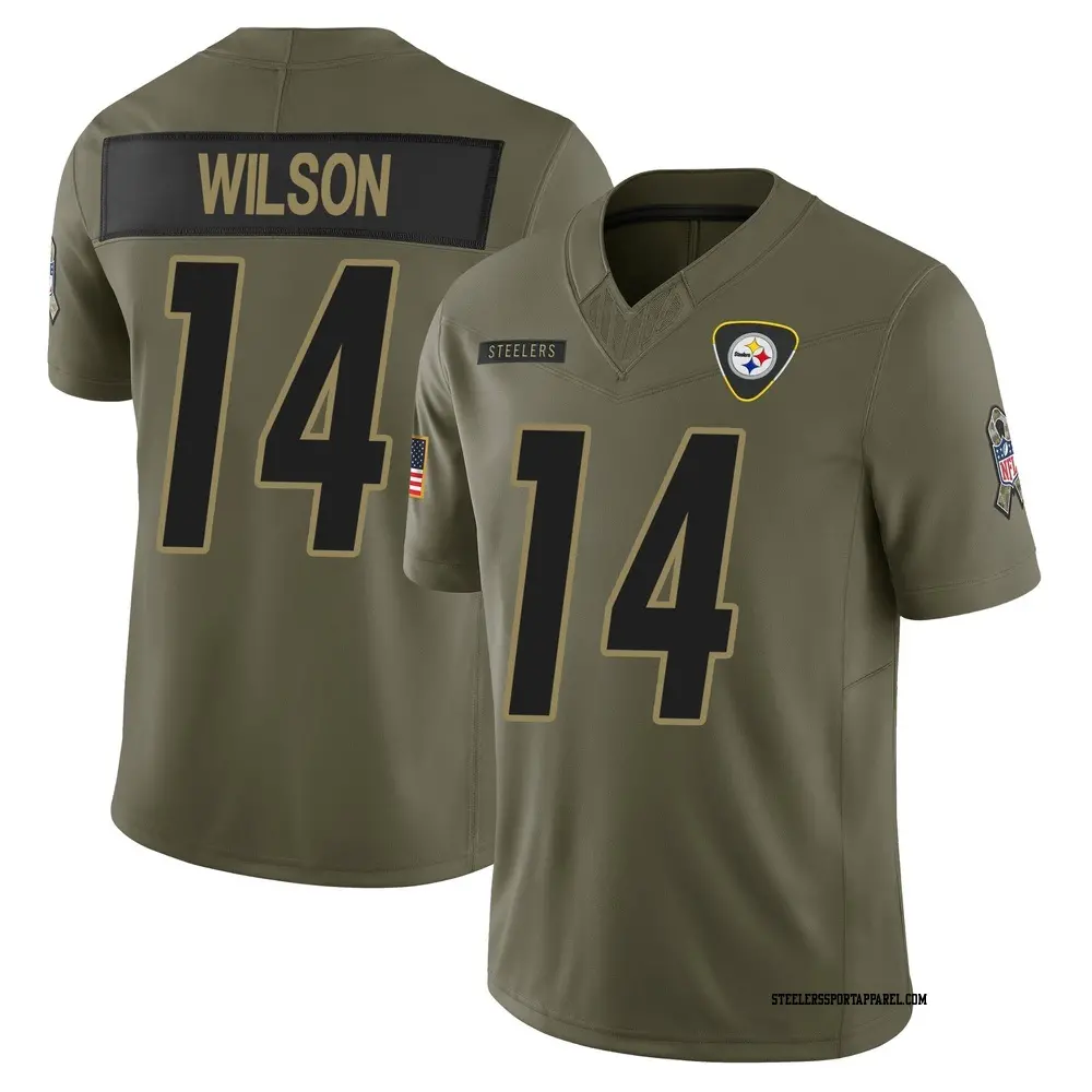 Limited Olive Youth Roman Wilson Pittsburgh Steelers 2025 Salute to Service Jersey